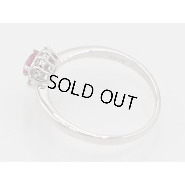 ノーブランドジュエリー K18WG ルビーダイアイリリング 0.25ct 0.15ct 1.90g　刻印