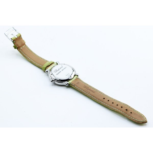 ショパール　ハッピースポーツ　２７／８４２８　クローバー限定　緑シェル文字盤　革ベルト状態　裏面