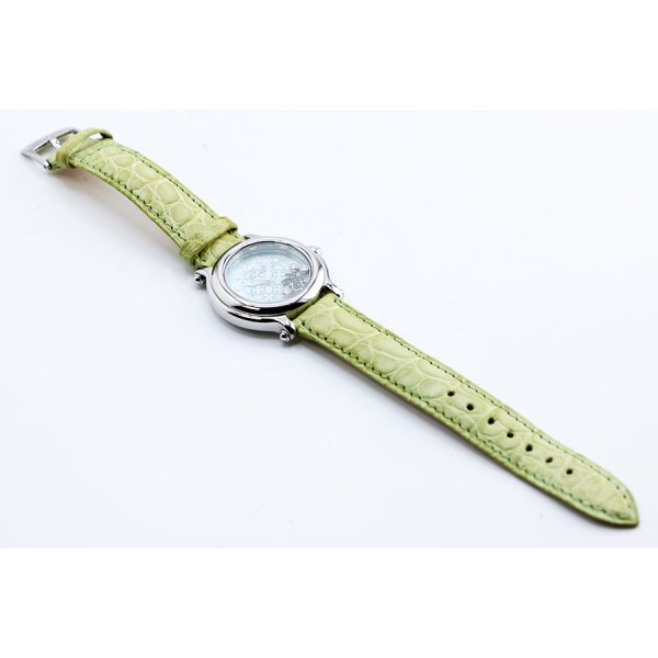 ショパール　ハッピースポーツ　２７／８４２８　クローバー限定　緑シェル文字盤　革ベルト状態　表面