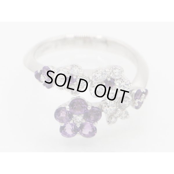 セイレーン アズーロ K18WG アメシストダイアイリリング 0.60ct 0.65ct 5.80g　拡大