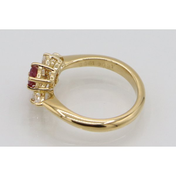 クイーン 750YG ルビーダイアイリリング 0.61ct 0.31ct 4.40g　刻印
