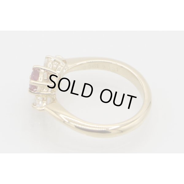 クイーン 750YG ルビーダイアイリリング 0.61ct 0.31ct 4.40g　刻印