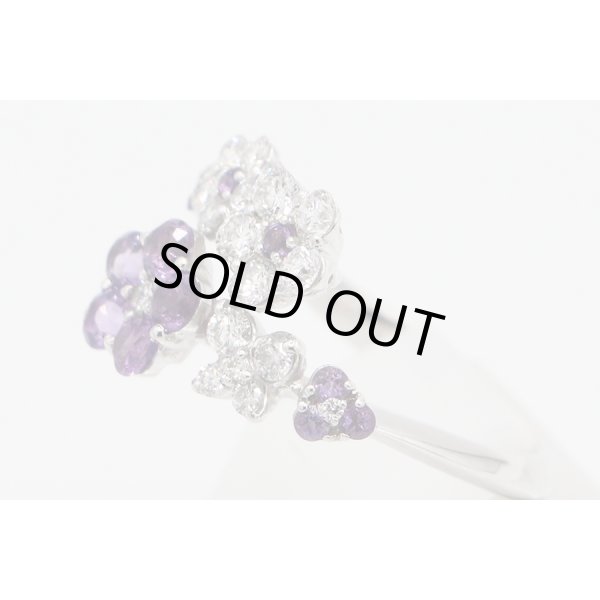 セイレーン アズーロ K18WG アメシストダイアイリリング 0.60ct 0.65ct 5.80g　サイド