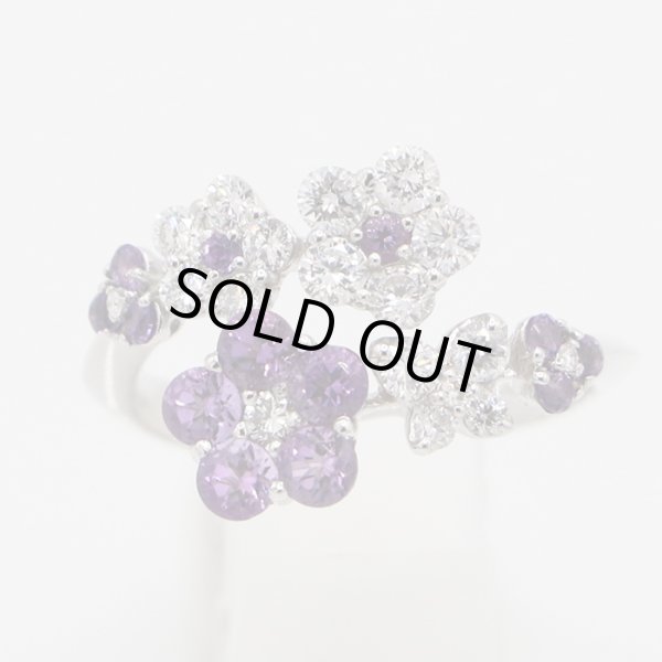 セイレーン アズーロ K18WG アメシストダイアイリリング 0.60ct 0.65ct 5.80g