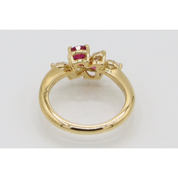 クイーン 750YG ルビーダイアイリリング 0.61ct 0.31ct 4.40g　内側