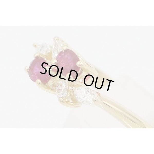 クイーン 750YG ルビーダイアイリリング 0.61ct 0.31ct 4.40g　サイド