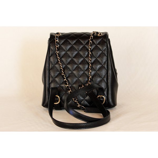 シャネル　マトラッセ チェーンリュック AS3787 ブラック／GP金具　裏面