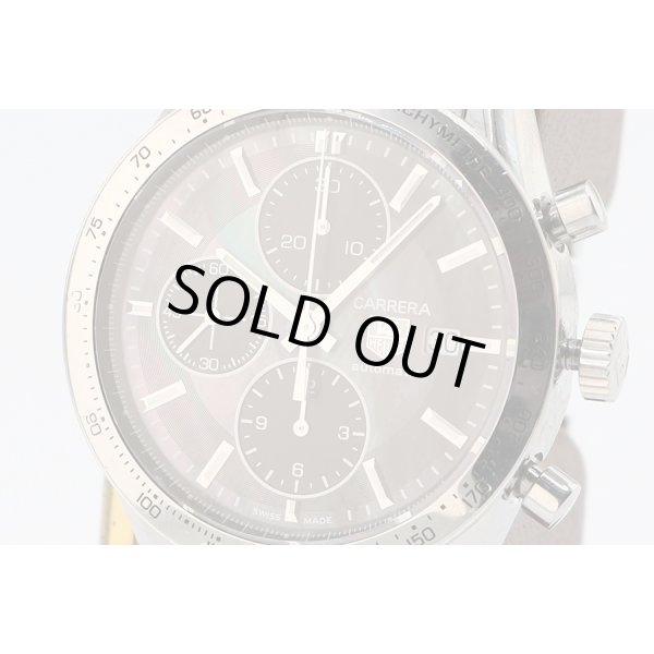 タグホイヤー　カレラ　クロノグラフ　ＣＶ２０１Ｐ　黒シェル文字盤　表面拡大