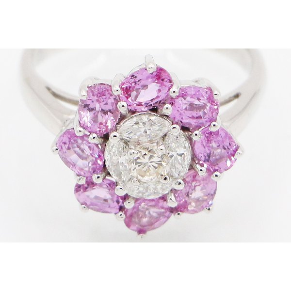 750WG サファイアダイアイリリング 2.25ct 0.49ct 5.00g　拡大