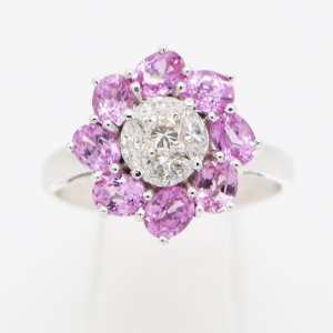 画像: 750WG サファイアダイアイリリング 2.25ct 0.49ct 5.00g