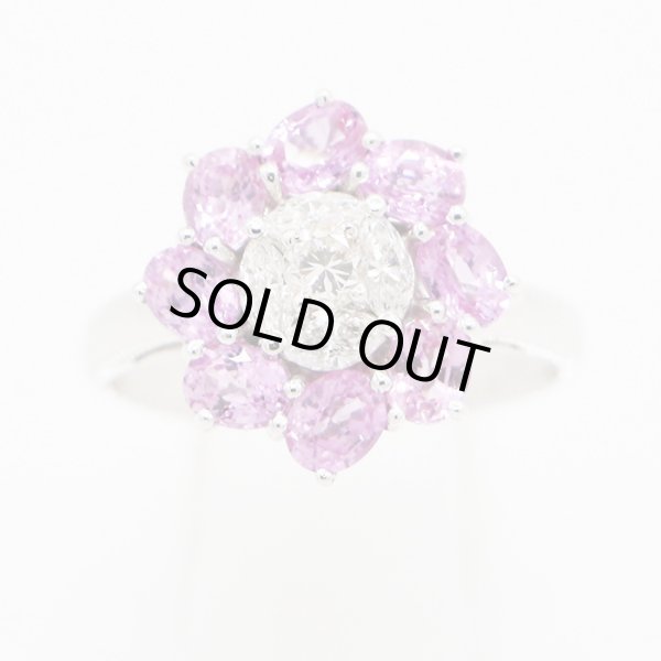 750WG サファイアダイアイリリング 2.25ct 0.49ct 5.00g