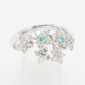 画像: K18WG トルマリンダイアイリリング 0.07ct 1.00ct 5.20g