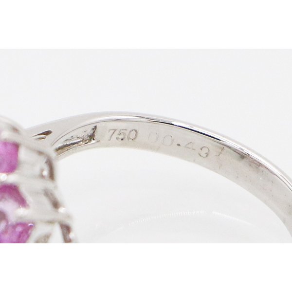 750WG サファイアダイアイリリング 2.25ct 0.49ct 5.00g　刻印