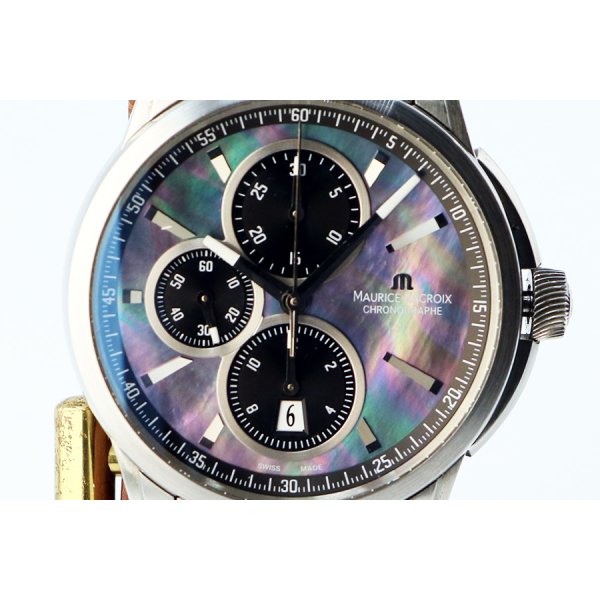 モーリス・ラクロア　ポントス　クロノグラフ　ＰＴ６１８８　黒シェル文字盤　表面拡大