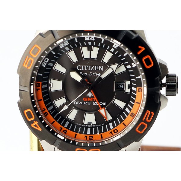 シチズン　プロマスター　ダイバー２００ＧＭＴ　ＢＪ７１２８－５９Ｅ　黒文字盤　表面拡大