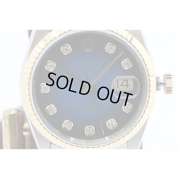 ロレックス　１６２３３Ｇ　青グラデーション文字盤　新１０Ｐ　Ｔ番（９９年）　表面拡大