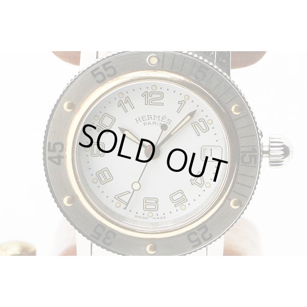 エルメス　クリッパーダイバー　ＣＬ５．２２０　コンビ　白文字盤　表面拡大