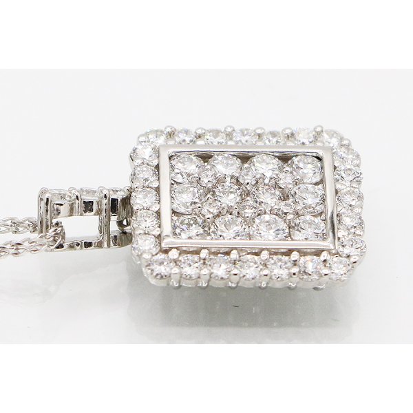 K18WG/PT900 ダイアイリペンダントネックレス 2.00ct 8.60g 拡大