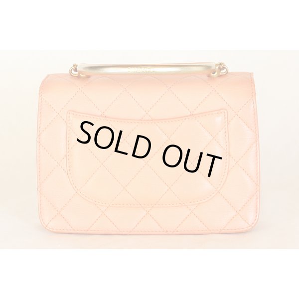 シャネル マトラッセ トップハンドル2WAYショルダーバック コーラルオレンジ　裏面