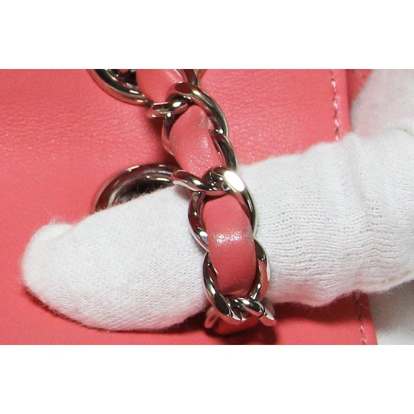 シャネル シェブロン Vステッチ チェーンリュック A91121 ピンク　レザーにスレ