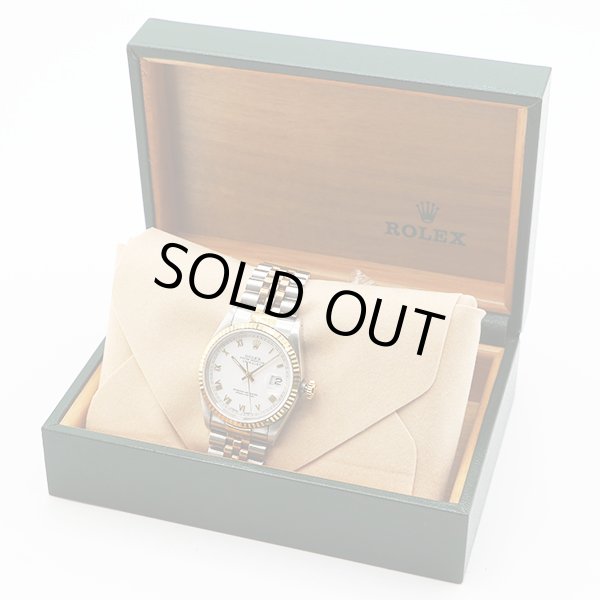 ロレックス　デイトジャスト　１６２３３　金ローマン白文字盤　Ｓ盤（９３年）　箱