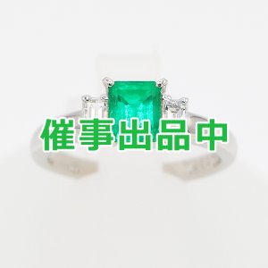画像: タサキ　PT900 エメラルドダイアイリリング 0.87ct 0.30ct 4.90g