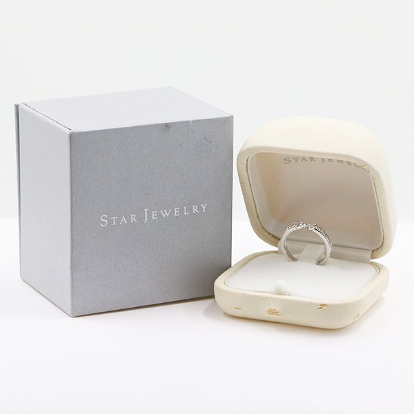 スタージュエリー　K18WG ダイアイリリング 0.07ct 3.40g　箱