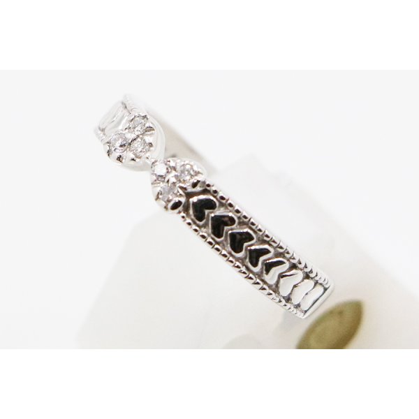 スタージュエリー　K18WG ダイアイリリング 0.07ct 3.40g　サイド