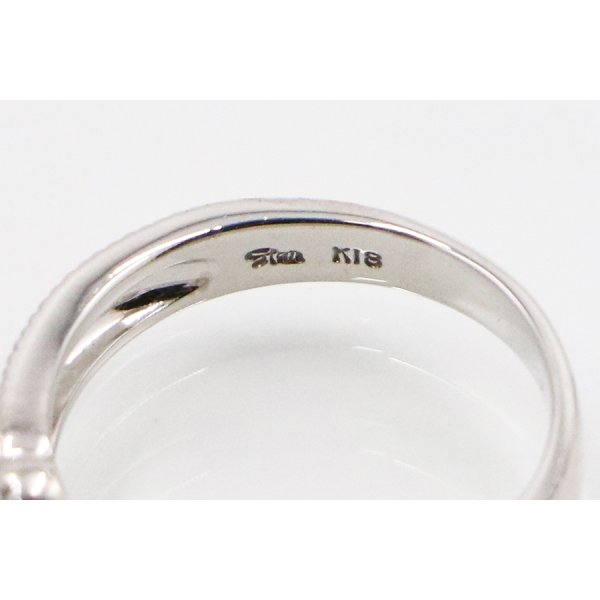 スタージュエリー　K18WG ダイアイリリング 0.07ct 3.40g　刻印