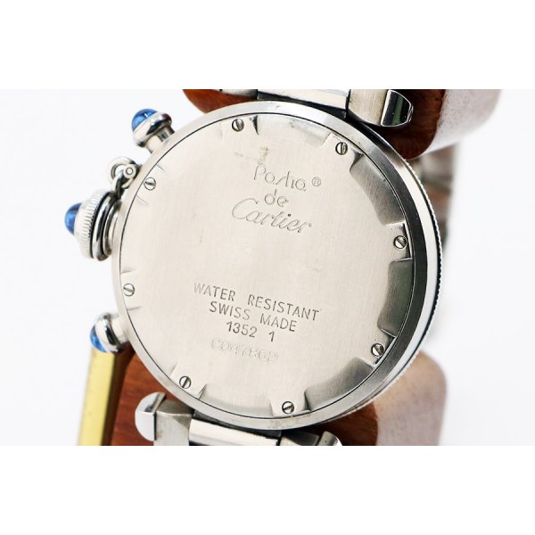 カルティエ　パシャＣ　クロノリフレックス　１３５２－１　青文字盤　裏面拡大