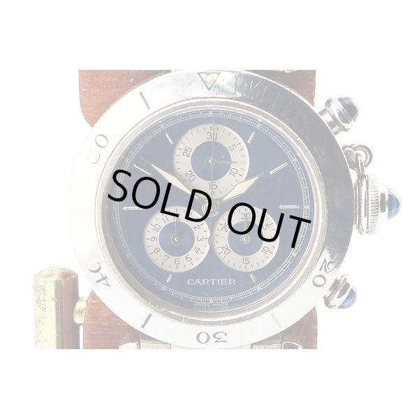 カルティエ　パシャＣ　クロノリフレックス　１３５２－１　青文字盤　表面拡大