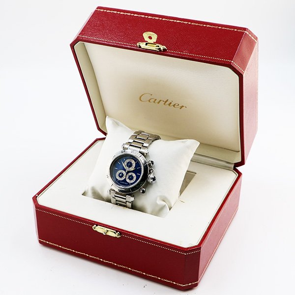 カルティエ　パシャＣ　クロノリフレックス　１３５２－１　青文字盤　箱