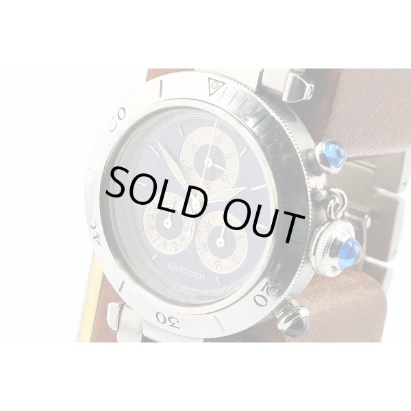 カルティエ　パシャＣ　クロノリフレックス　１３５２－１　青文字盤　サイド拡大