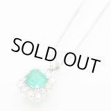 画像: K18WG/PT900 エメラルドダイアイリペンダントネックレス 0.95ct 0.66ct 6.40g