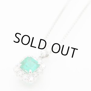 画像: K18WG/PT900 エメラルドダイアイリペンダントネックレス 0.95ct 0.66ct 6.40g