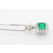 K18WG/PT900 エメラルドダイアイリペンダントネックレス 0.95ct 0.66ct 6.40g　サイド