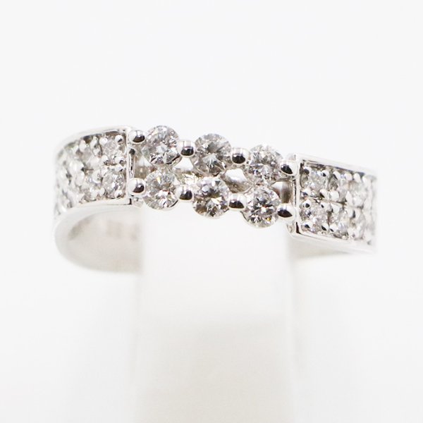 K18WG ダイアイリリング 0.85ct 6.90g