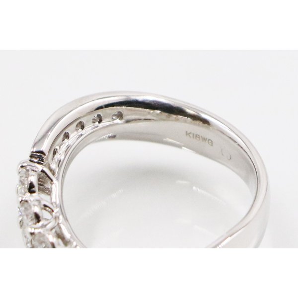 K18WG ダイアイリリング 0.85ct 6.90g　刻印