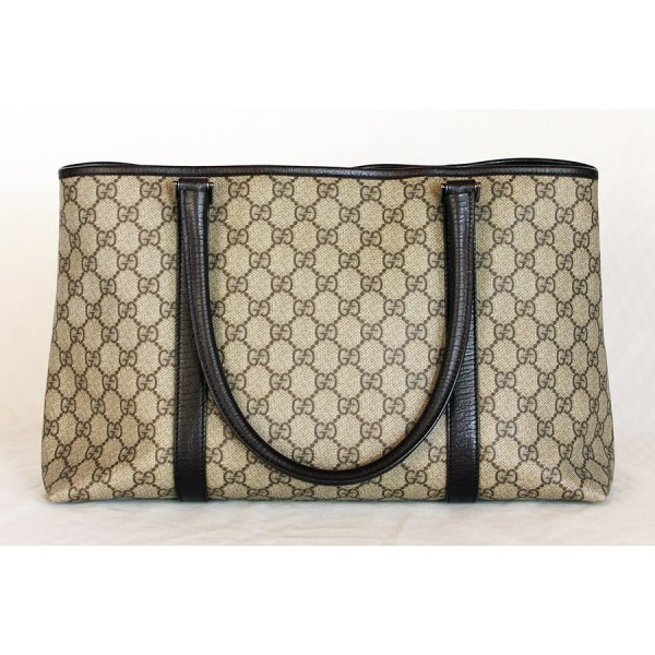 グッチ　GGスプリーム トートバック 114595 204990 ベージュ／ブラウン　裏面