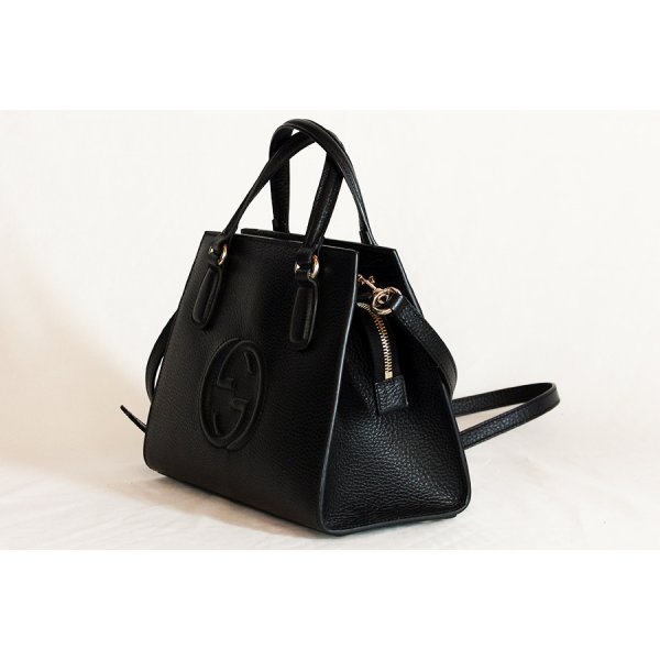 グッチ　ソーホー インターロッキングG 2WAYハンドバック 607722 213317 ブラック　サイド