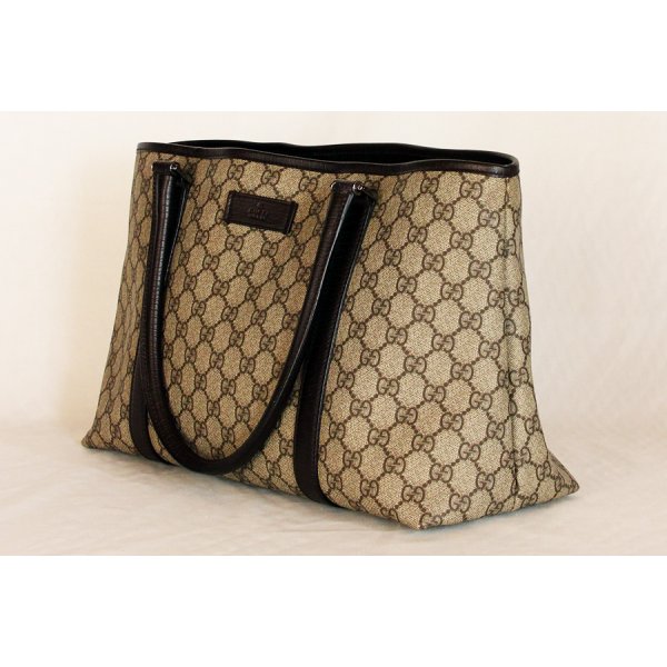 グッチ　GGスプリーム トートバック 114595 204990 ベージュ／ブラウン　サイド
