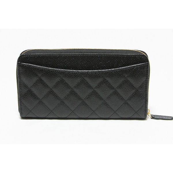 シャネル　クラシック ロングジップウォレット AP0242 ブラック　裏面