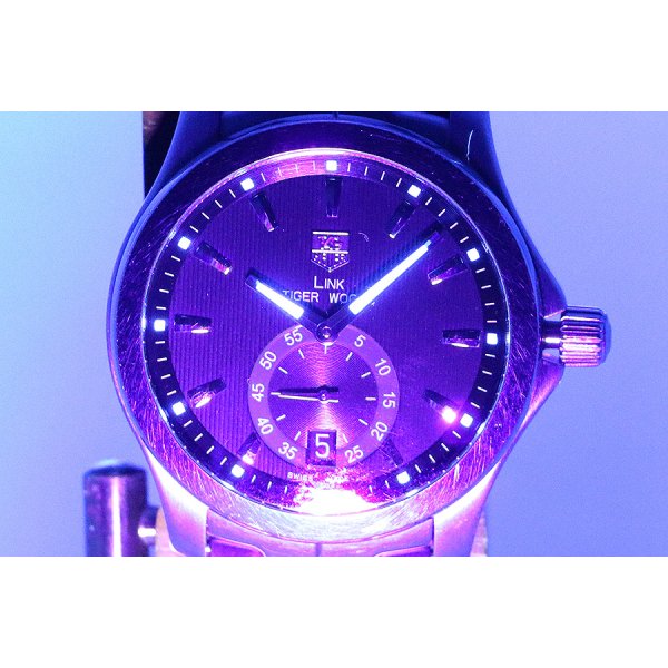 タグホイヤー　リンク　ＷＪＦ２１１Ｄ　黒文字盤　紫リング　タイガーウッズ限定　ライト
