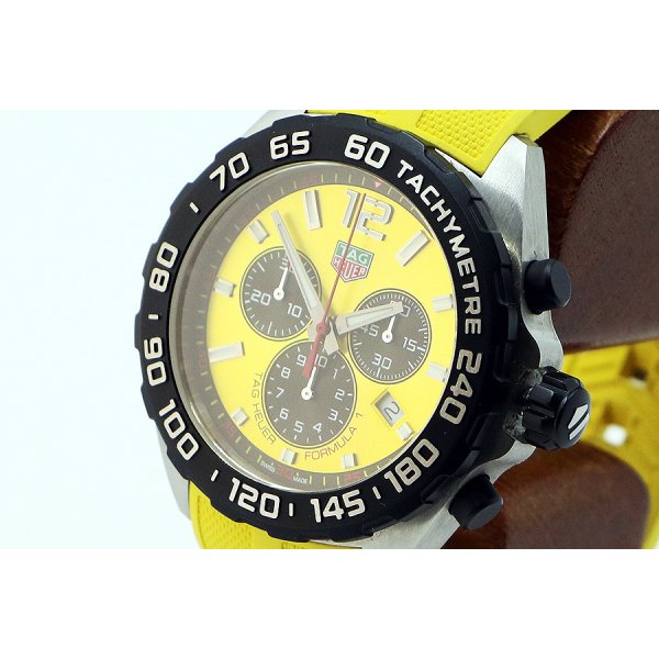 タグホイヤー　フォーミュラー１　クロノグラフ　ＣＡＺ１０１ＡＭ　黄色文字盤　サイド拡大