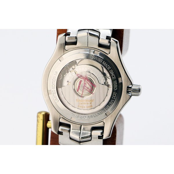 タグホイヤー　リンク　ＷＪＦ２１１Ｄ　黒文字盤　紫リング　タイガーウッズ限定　裏面拡大