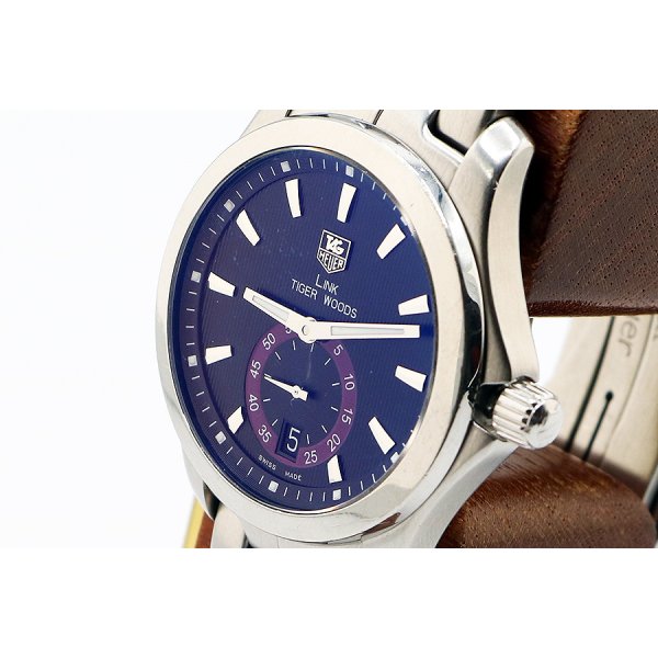 タグホイヤー　リンク　ＷＪＦ２１１Ｄ　黒文字盤　紫リング　タイガーウッズ限定　サイド拡大
