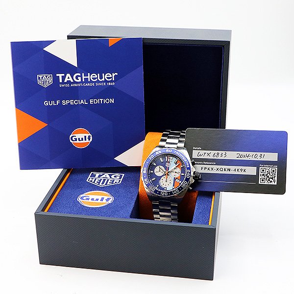 タグホイヤー　フォーミュラー１　クロノグラフ　ＣＡＺ１０１Ｎ　青ストライプ文字盤　箱・保証書