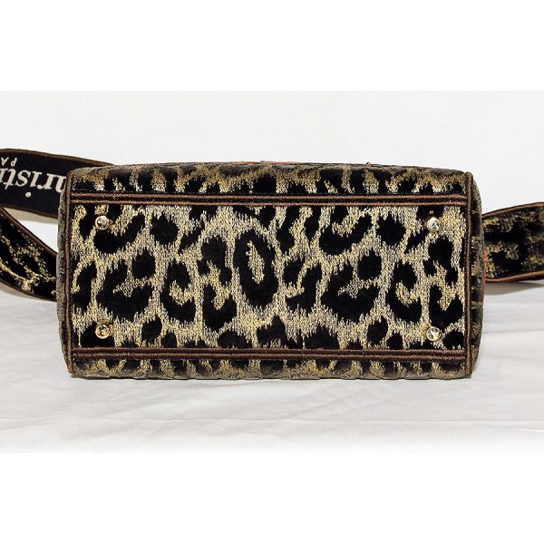 クリスチャンディオール　レディディーライト　ミディアム　レオパード柄　ブラウン／レッド／イエロー　底