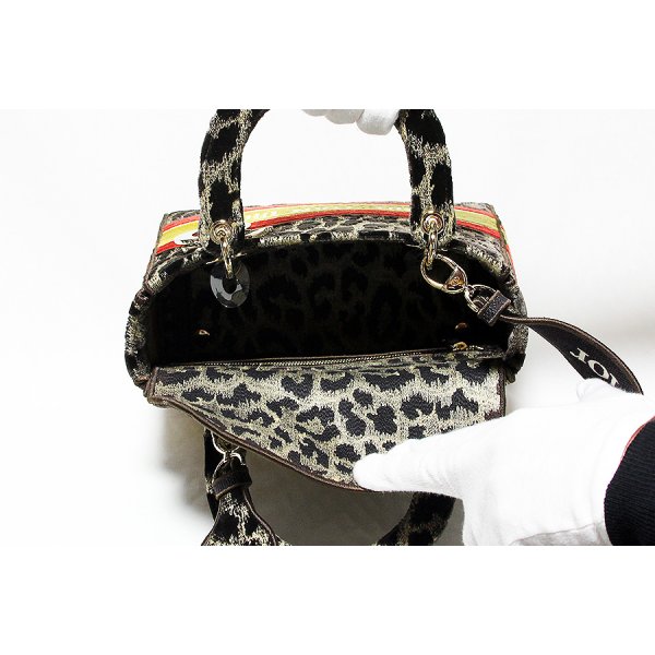 クリスチャンディオール　レディディーライト　ミディアム　レオパード柄　ブラウン／レッド／イエロー　中身