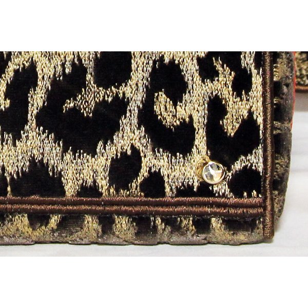 クリスチャンディオール　レディディーライト　ミディアム　レオパード柄　ブラウン／レッド／イエロー　底拡大